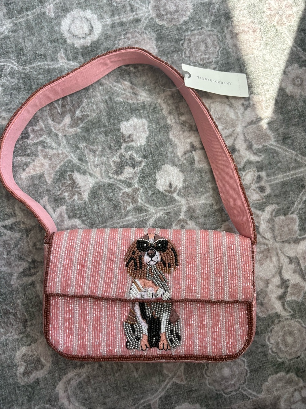 Anthropologie beaded bag dog icon addition
